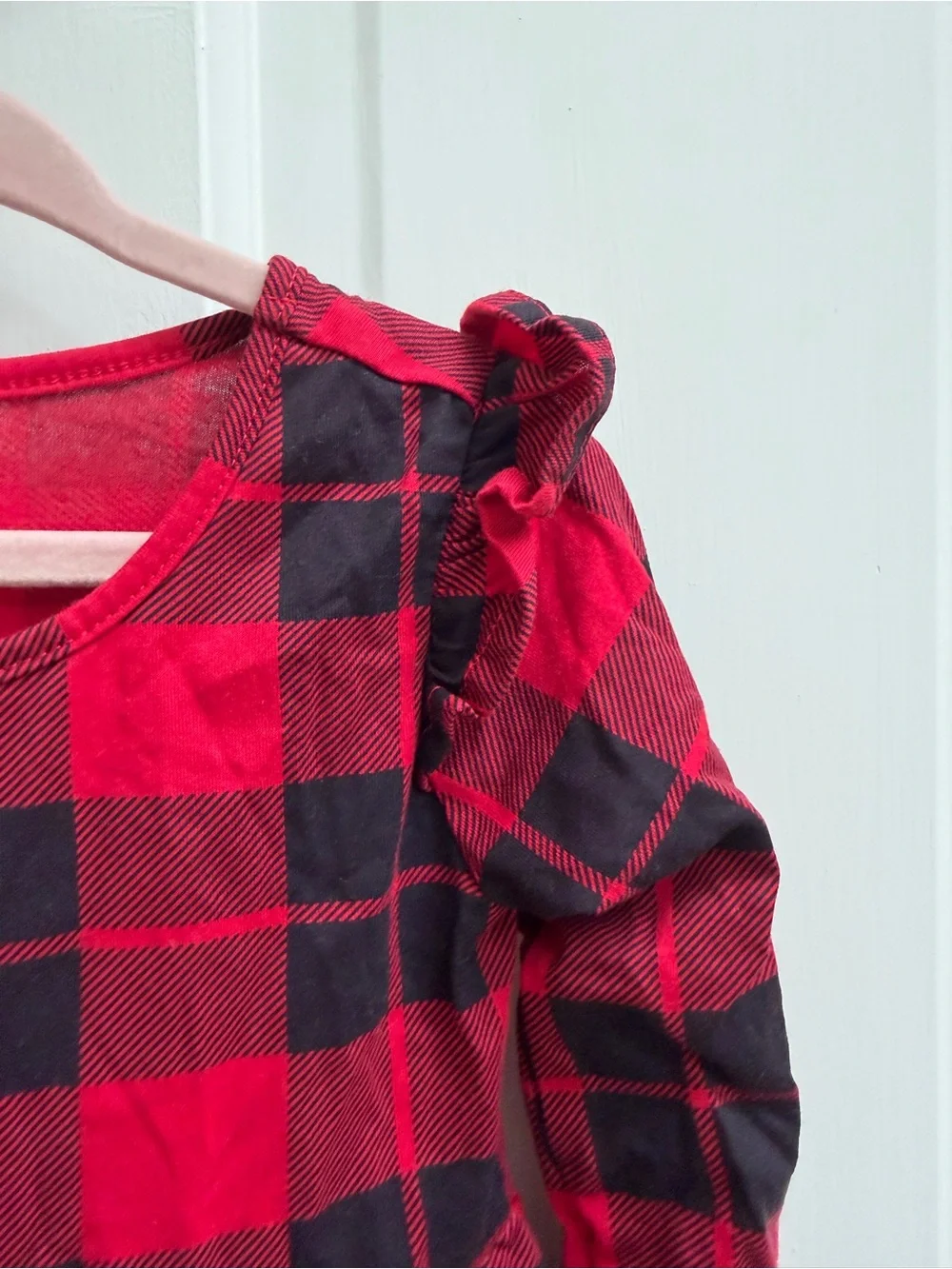 The Children's Place Girls Red Black Buffalo Plaid Long Sleeve Dress Christmas